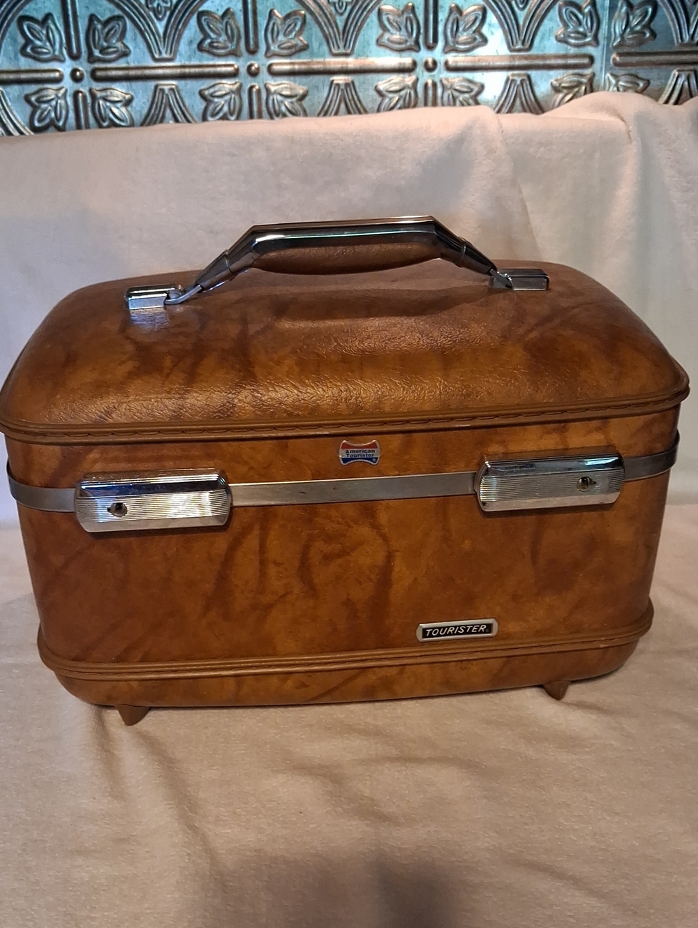 Vintage Tourister Brown Train Case Vanity Cosmetic Case